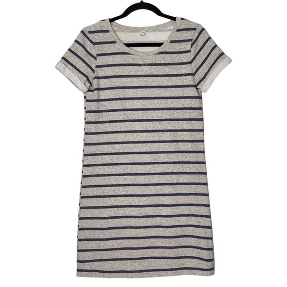 Hema T-Shirt Dress Women's Size Small Gray Blue Striped Sweater Shirt Dress - Picture 1 of 16